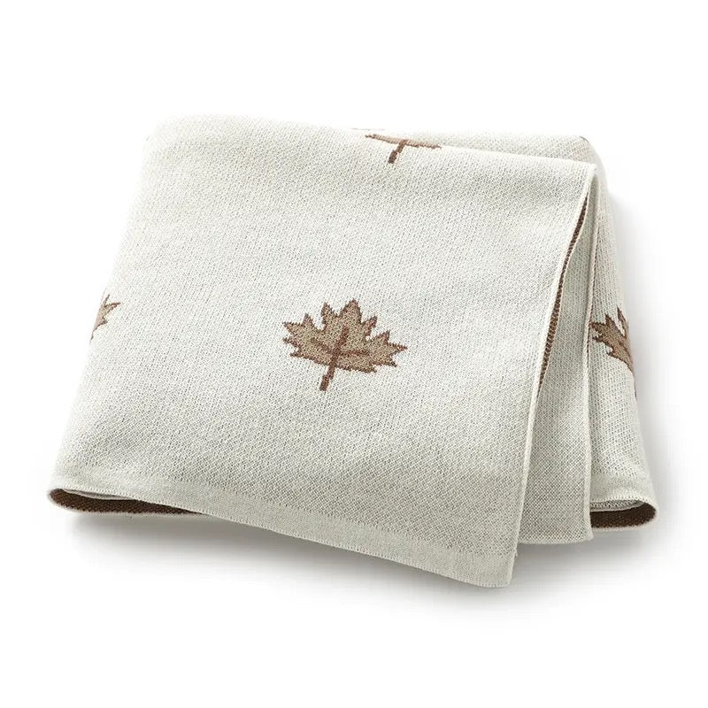 Maple Leaf Cotton Knit Baby Blanket