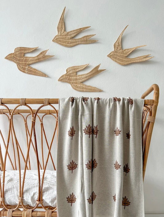 Maple Leaf Cotton Knit Baby Blanket