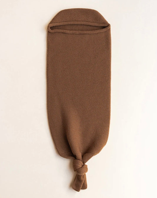 Pre order - Easy Cacoon Cotton Knitted Knot Swaddle - Chocolate