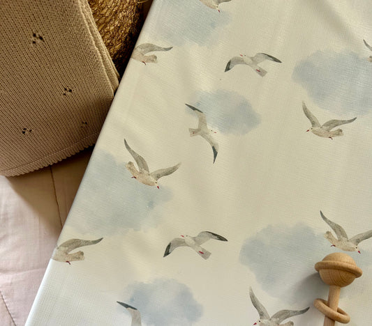 Seagulls Amongst The Clouds Anti - Roll Wedge Changing Mat
