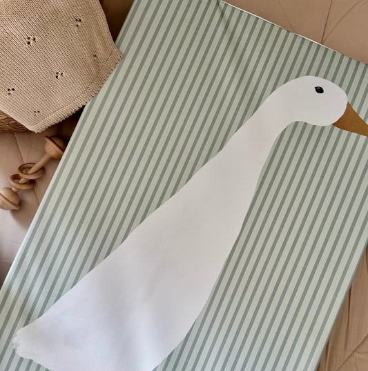 Mint & Sage Striped Duck Anti - Roll Wedge Changing Mat