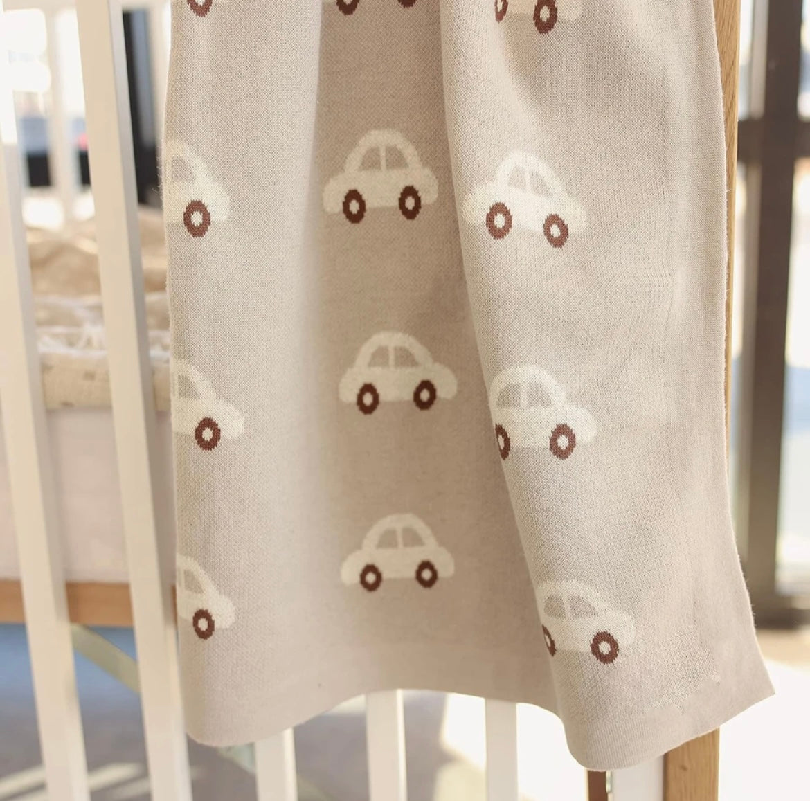 Car Cotton Knit Blanket - Cream