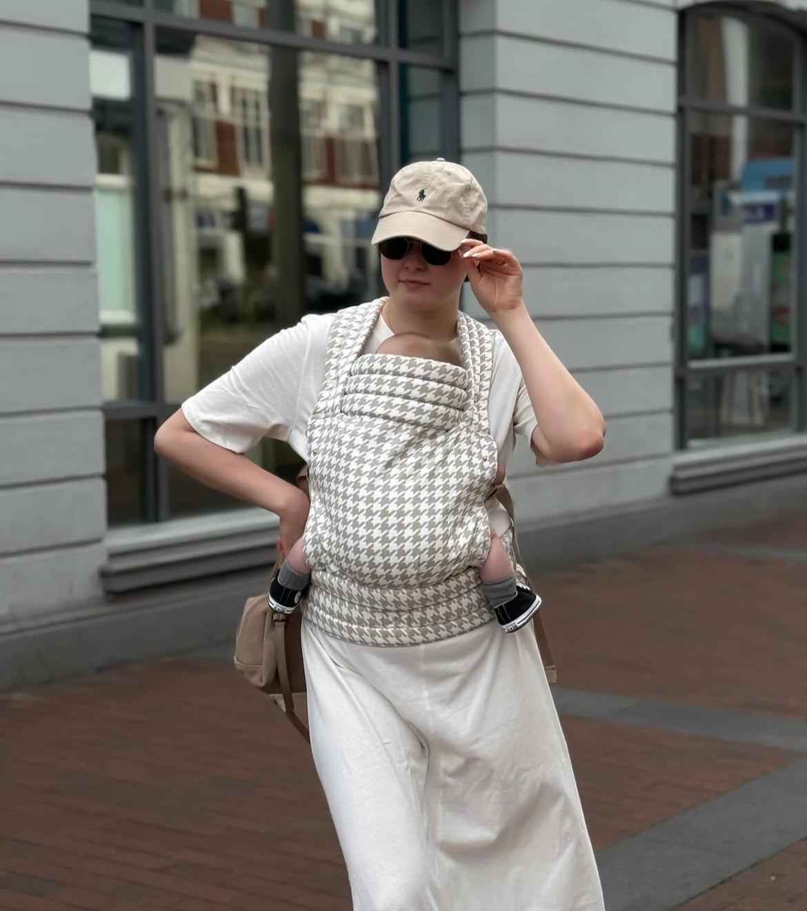 Neutral Houndstooth Print Multi - Way Baby Carrier