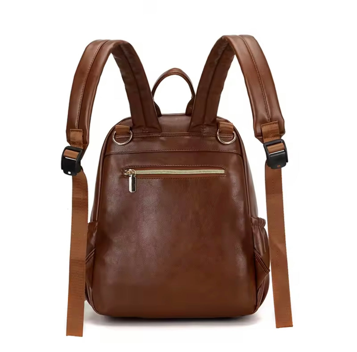 Faux Leather Baby Changing Backpack - Tan