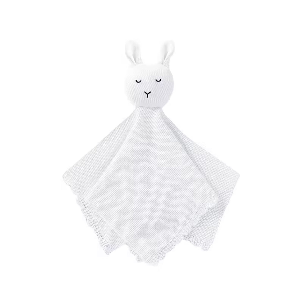 Cotton Knit Bunny Lovey Comforter - White