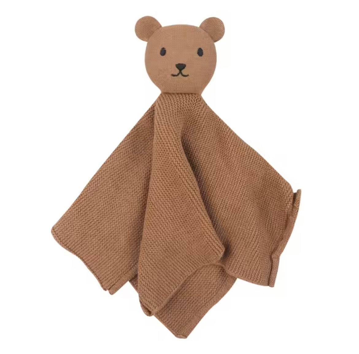 Cotton Knit Bear Lovey Comforter - Mocha