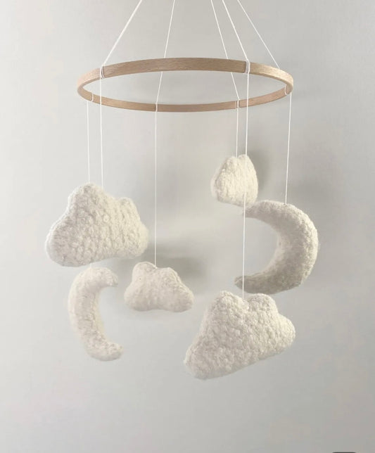 Boucle Moon & Cloud Crib Mobile