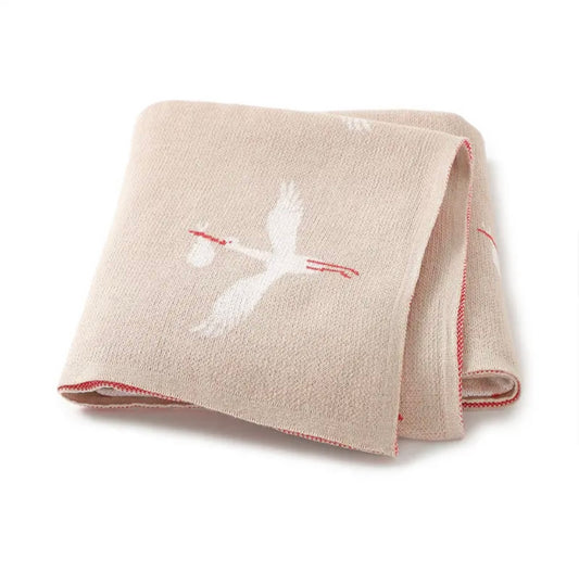 stork bird baby blanket
