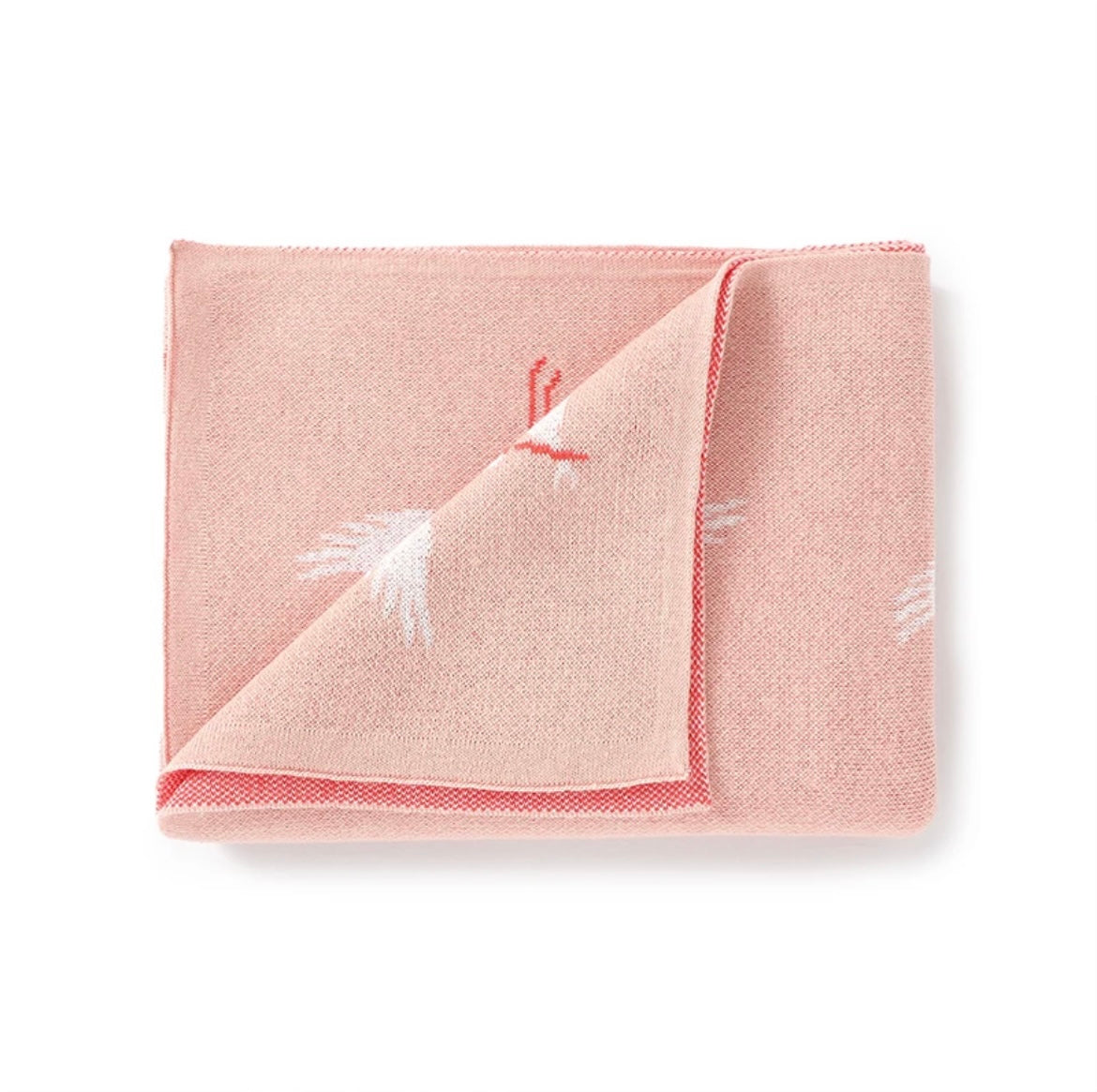 Stork Cotton Knit Baby Blanket - Soft Pink