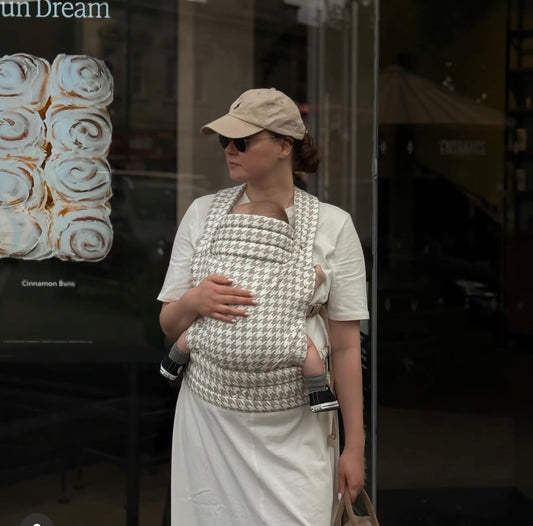 Neutral Houndstooth Print Multi - Way Baby Carrier