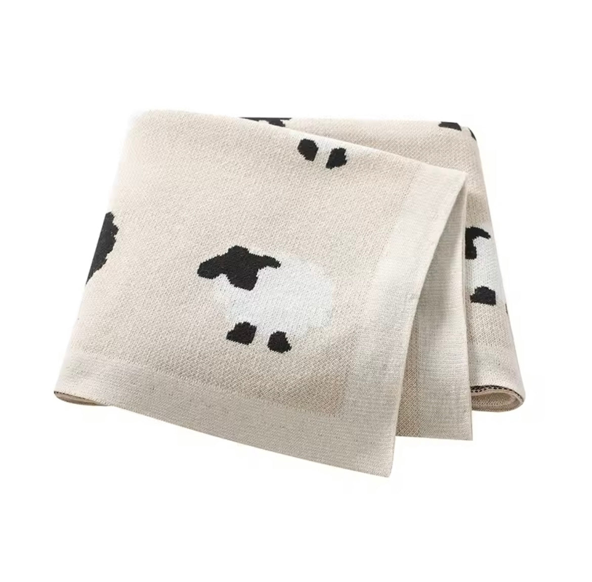 Cotton Lamb Design Baby Blanket - Cream
