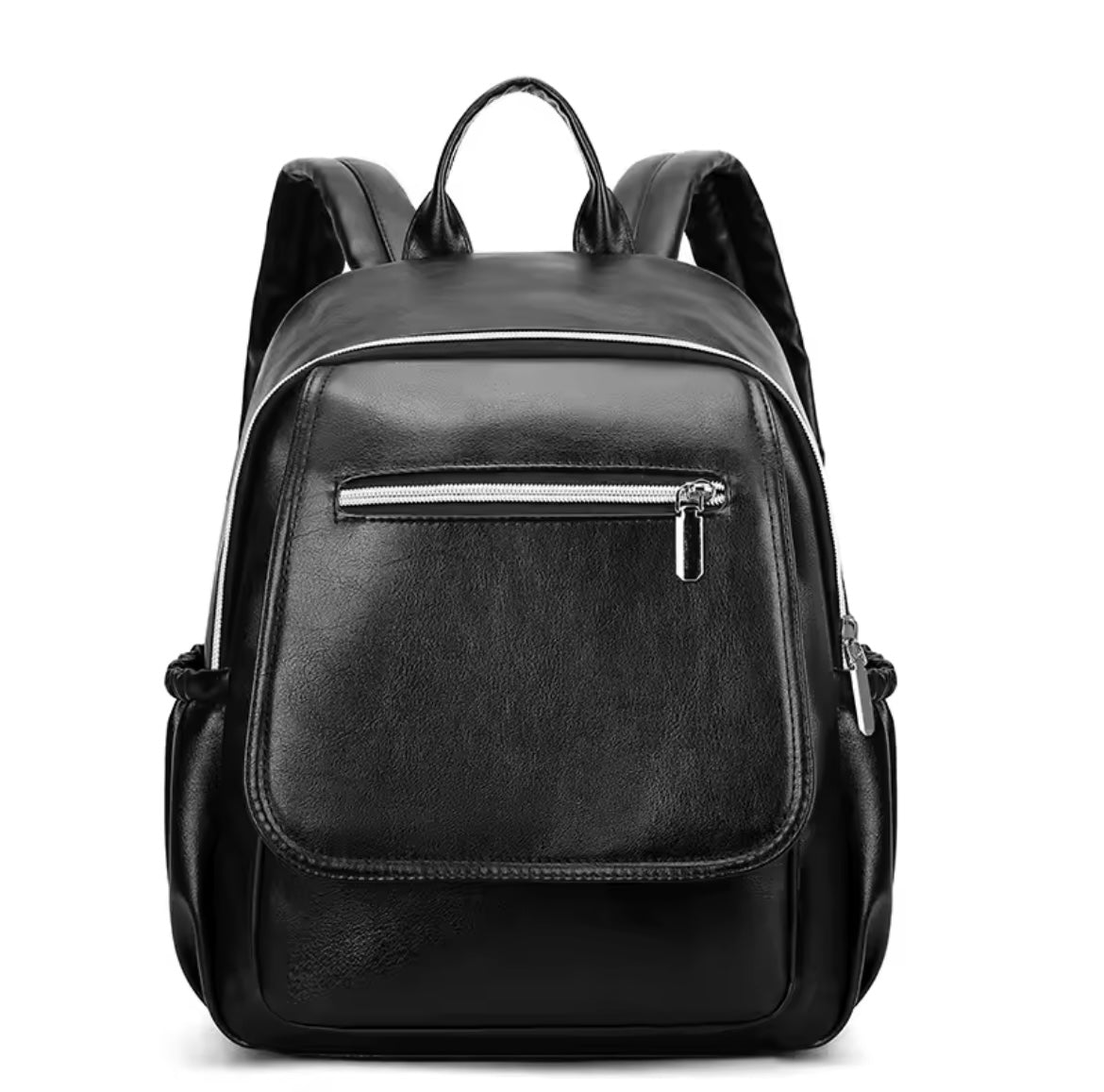 Faux Leather Baby Changing Backpack - Black