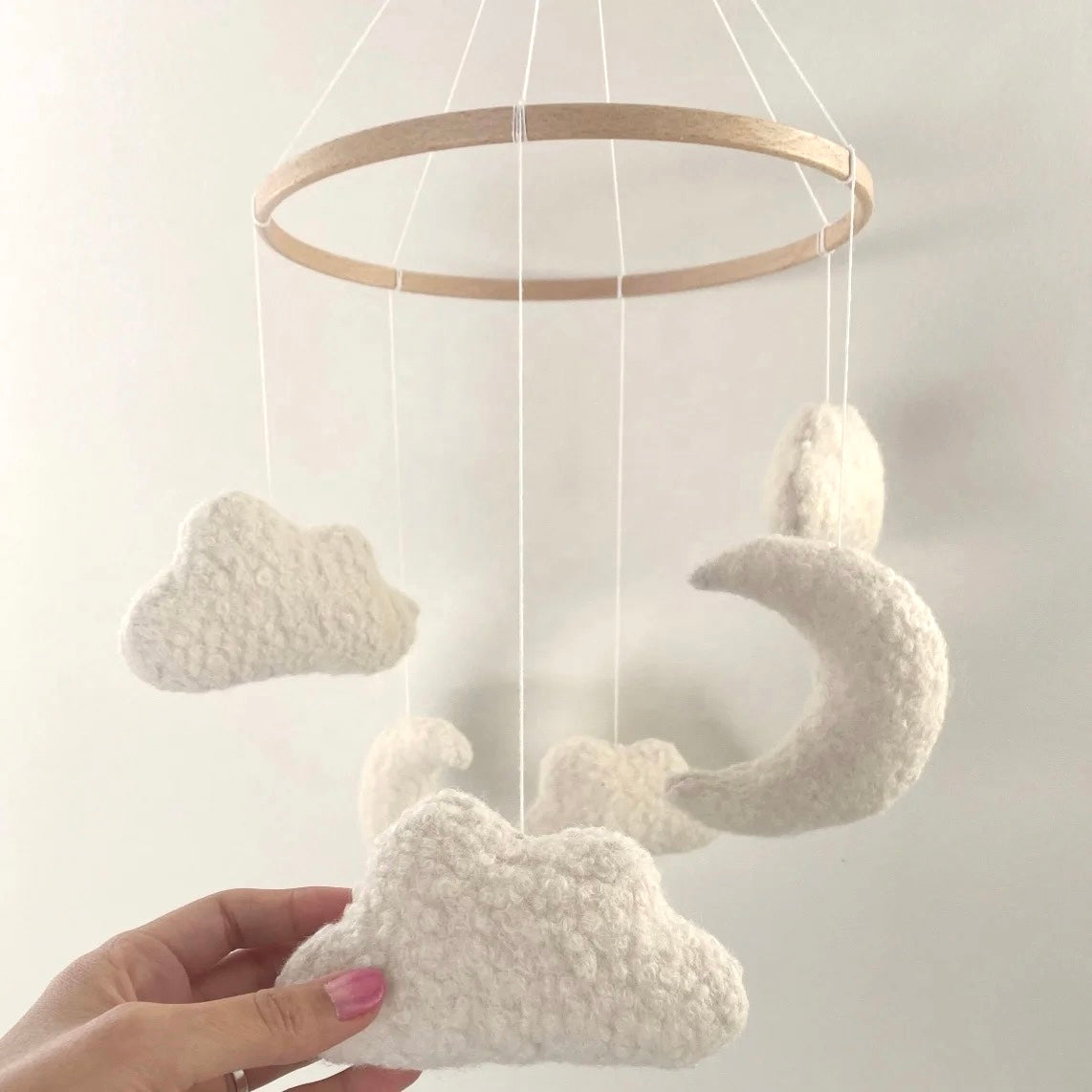 Boucle Moon & Cloud Crib Mobile