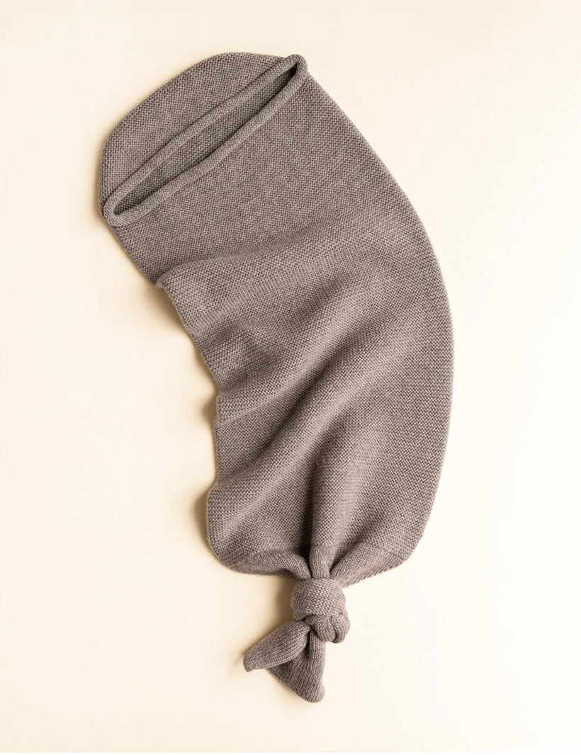 Pre - Order Easy Cacoon Cotton Knitted Knot Swaddle - Concrete
