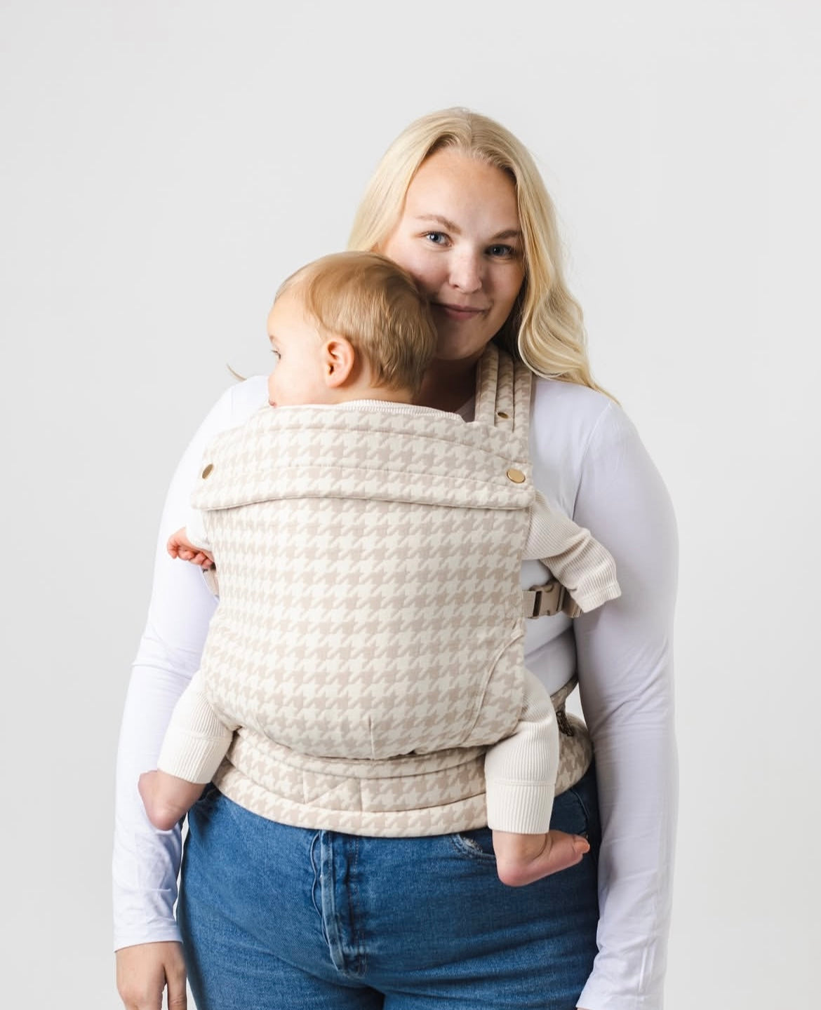 Neutral Houndstooth Print Multi - Way Baby Carrier