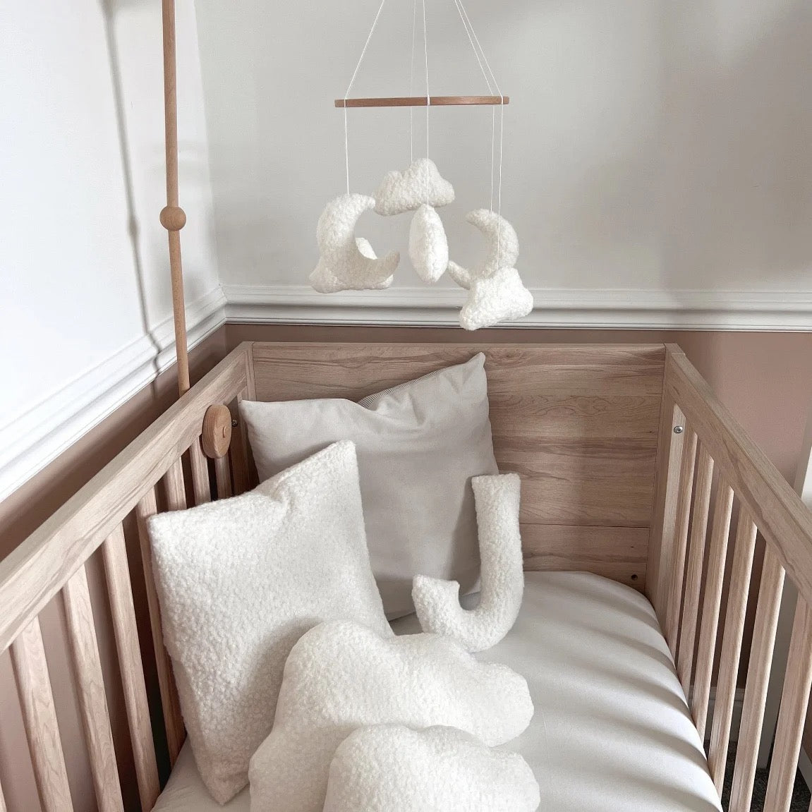 Boucle Moon & Cloud Crib Mobile