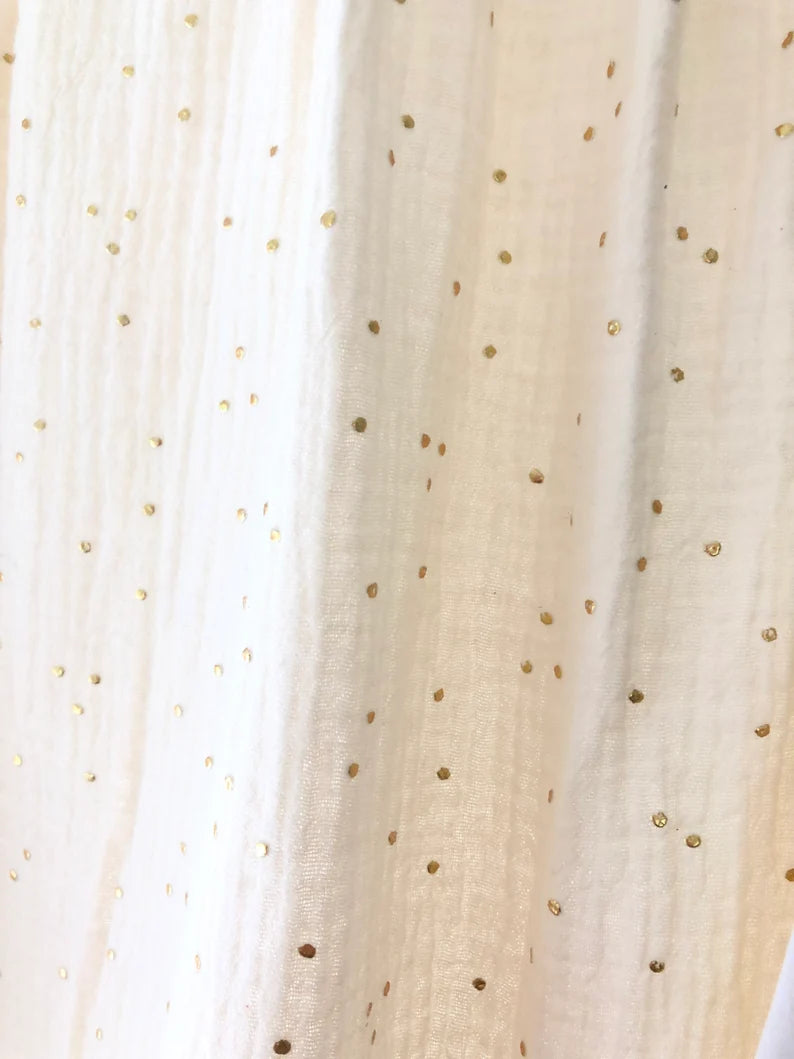 Gold Speckle Cotton Muslin Crib Canopy - Cream