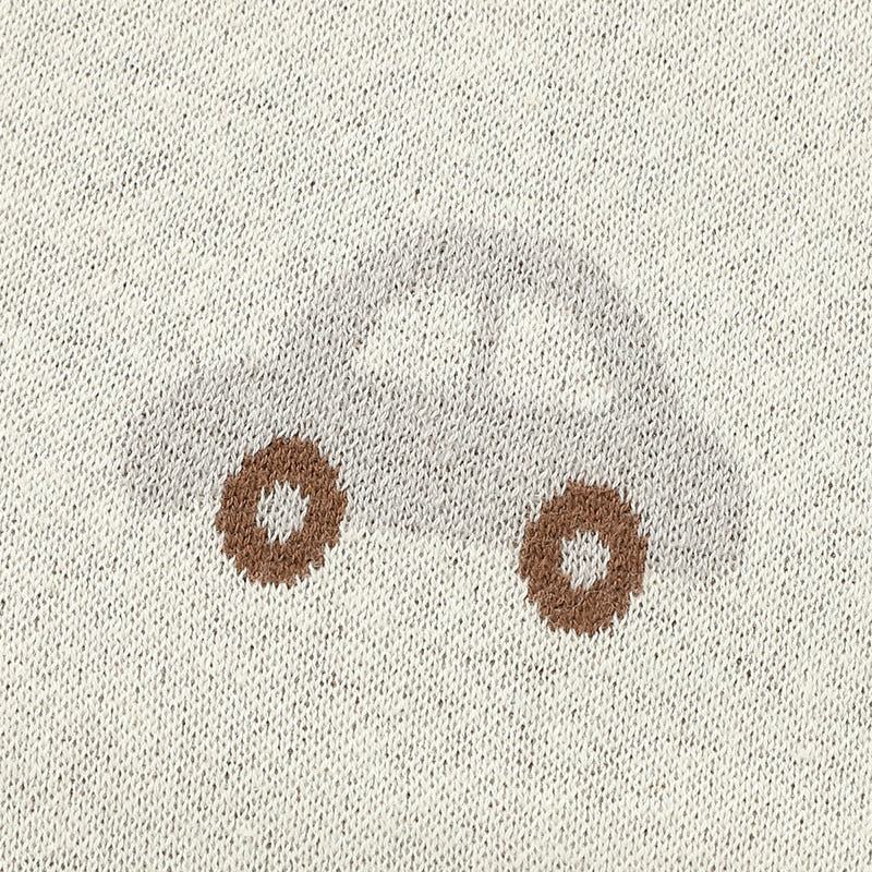 Car Cotton Knit Baby Blanket - Soft Grey