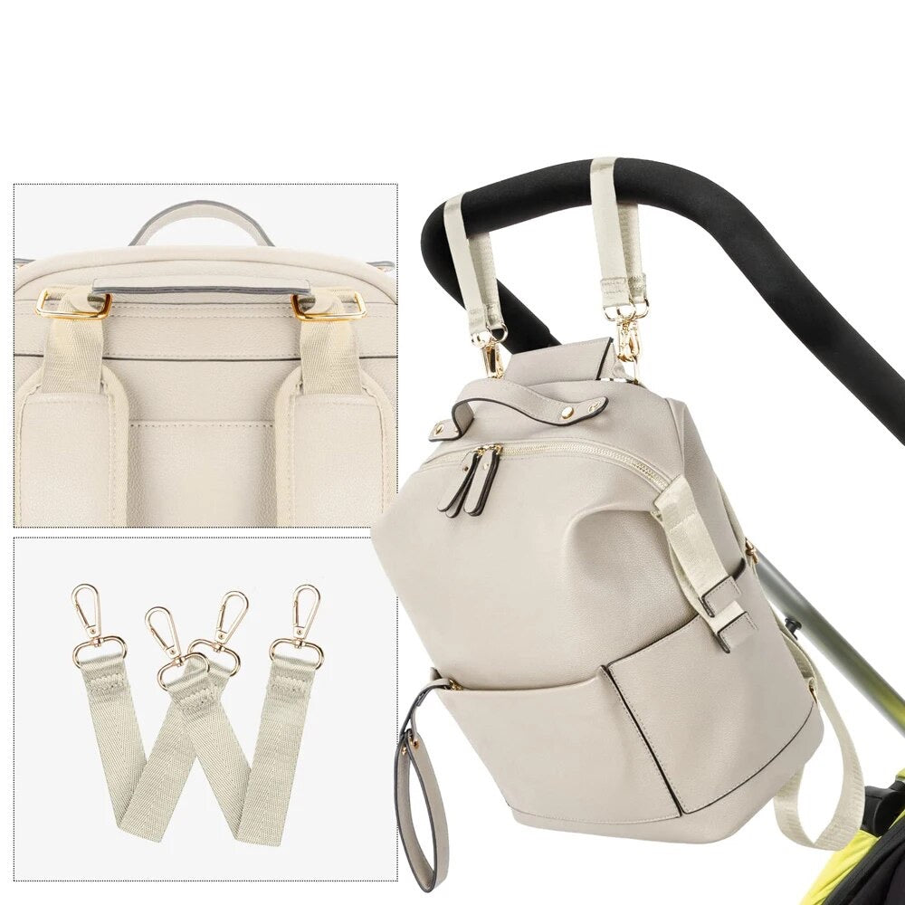 Vegan Leather Baby Changing Bag Backpack & Accessories