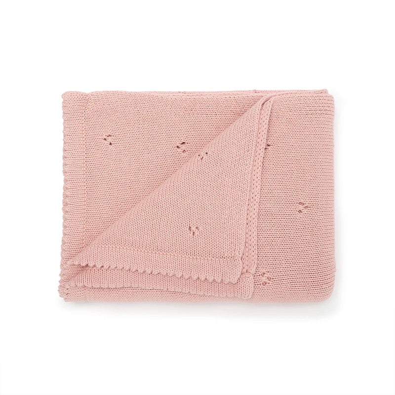 Breathable Cotton Pointelle knit blanket - Pink