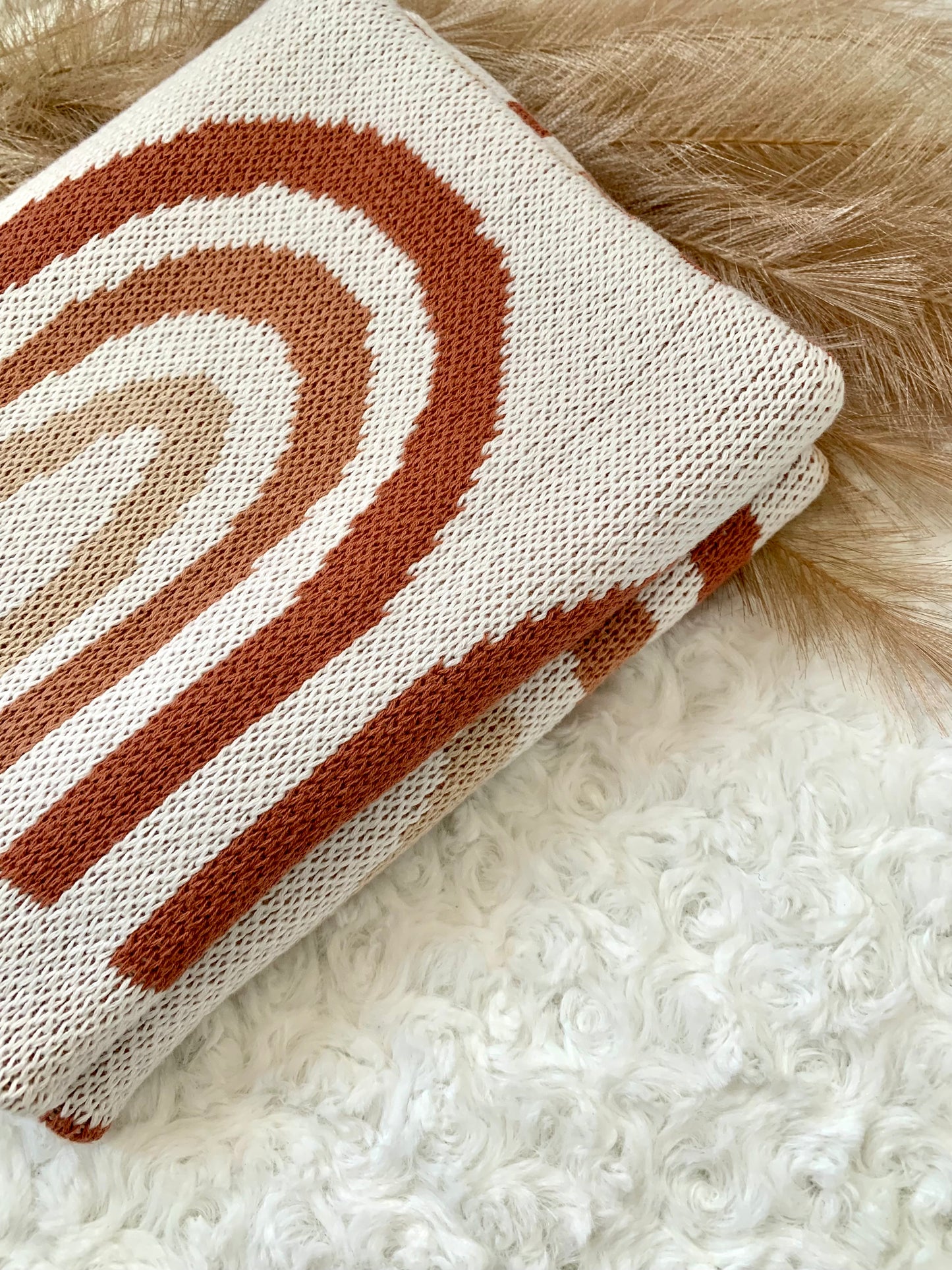 Rainbow cotton knit blanket