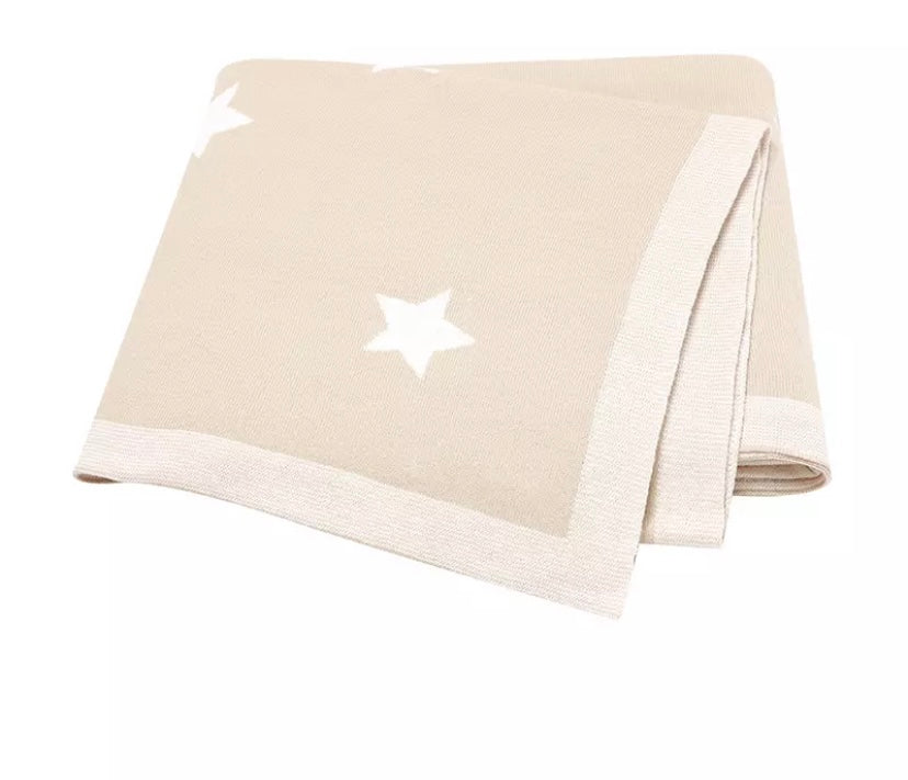 Cotton knit chunky star blanket - Sand