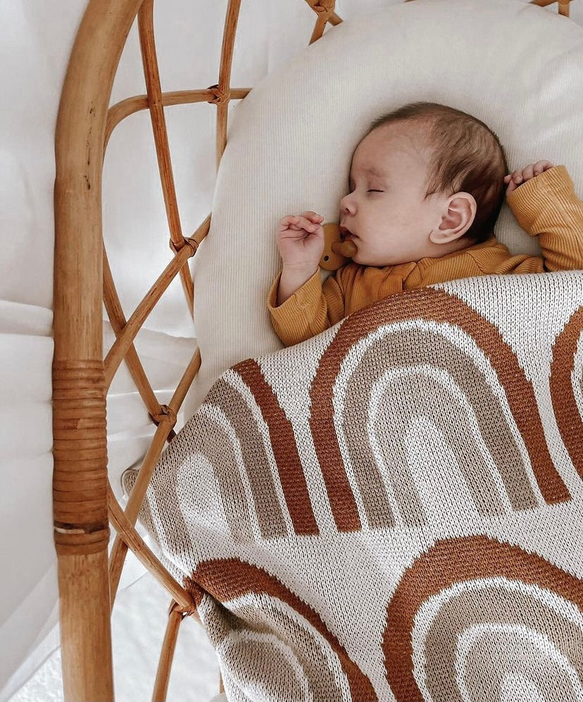 Rainbow cotton knit blanket