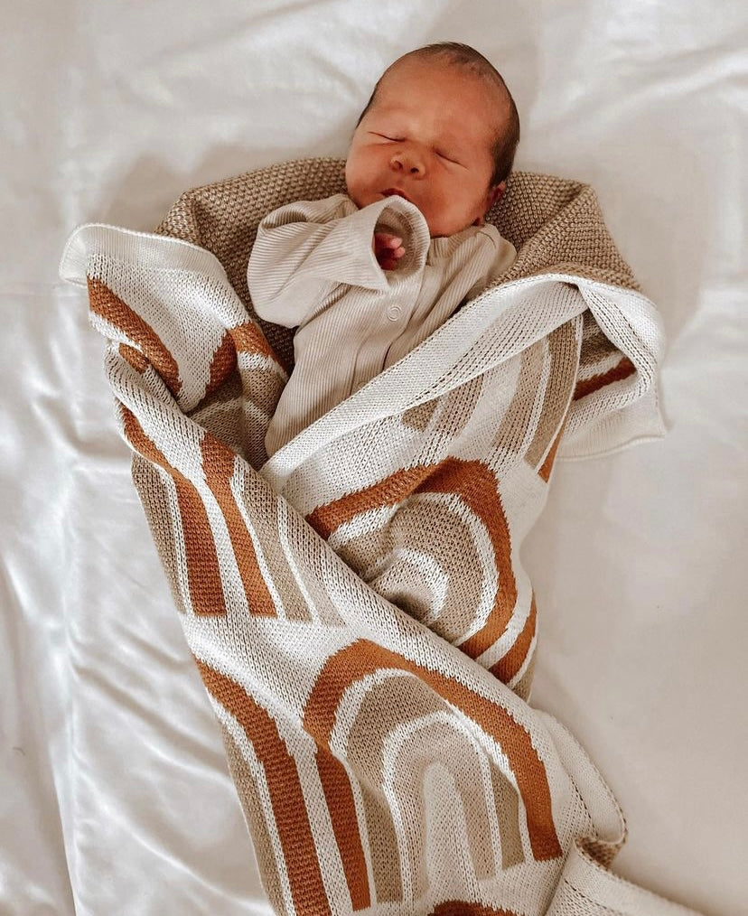Rainbow cotton knit blanket