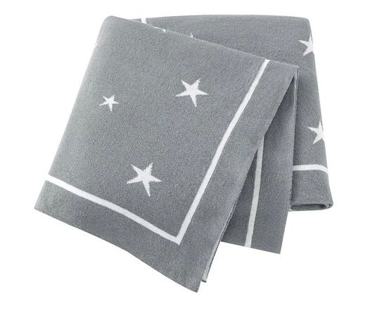 Cotton knit multi star blanket - grey