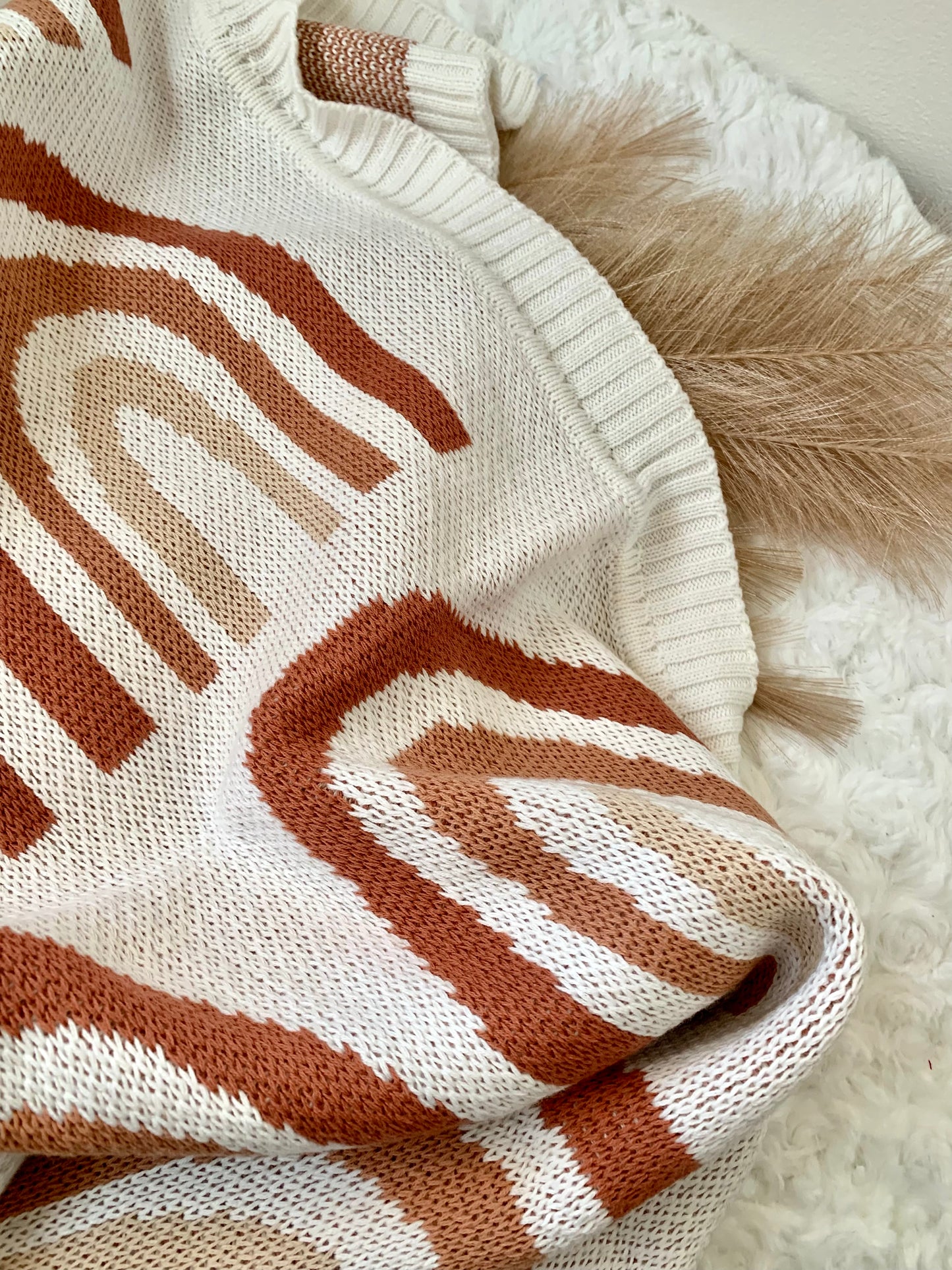 Rainbow cotton knit blanket