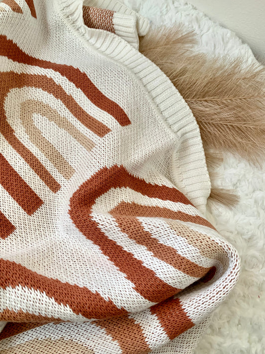 Rainbow cotton knit blanket