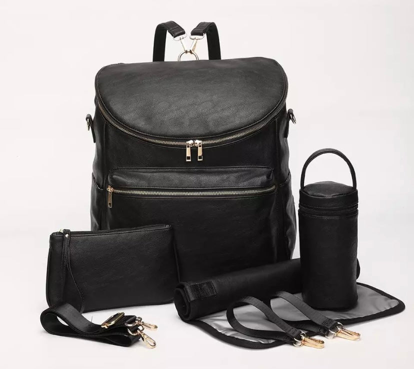 Vegan leather baby changing bag with accessories