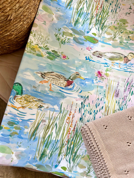Watercolour Duck Pond Anti - Roll Wedge Changing mat - PRE ORDER