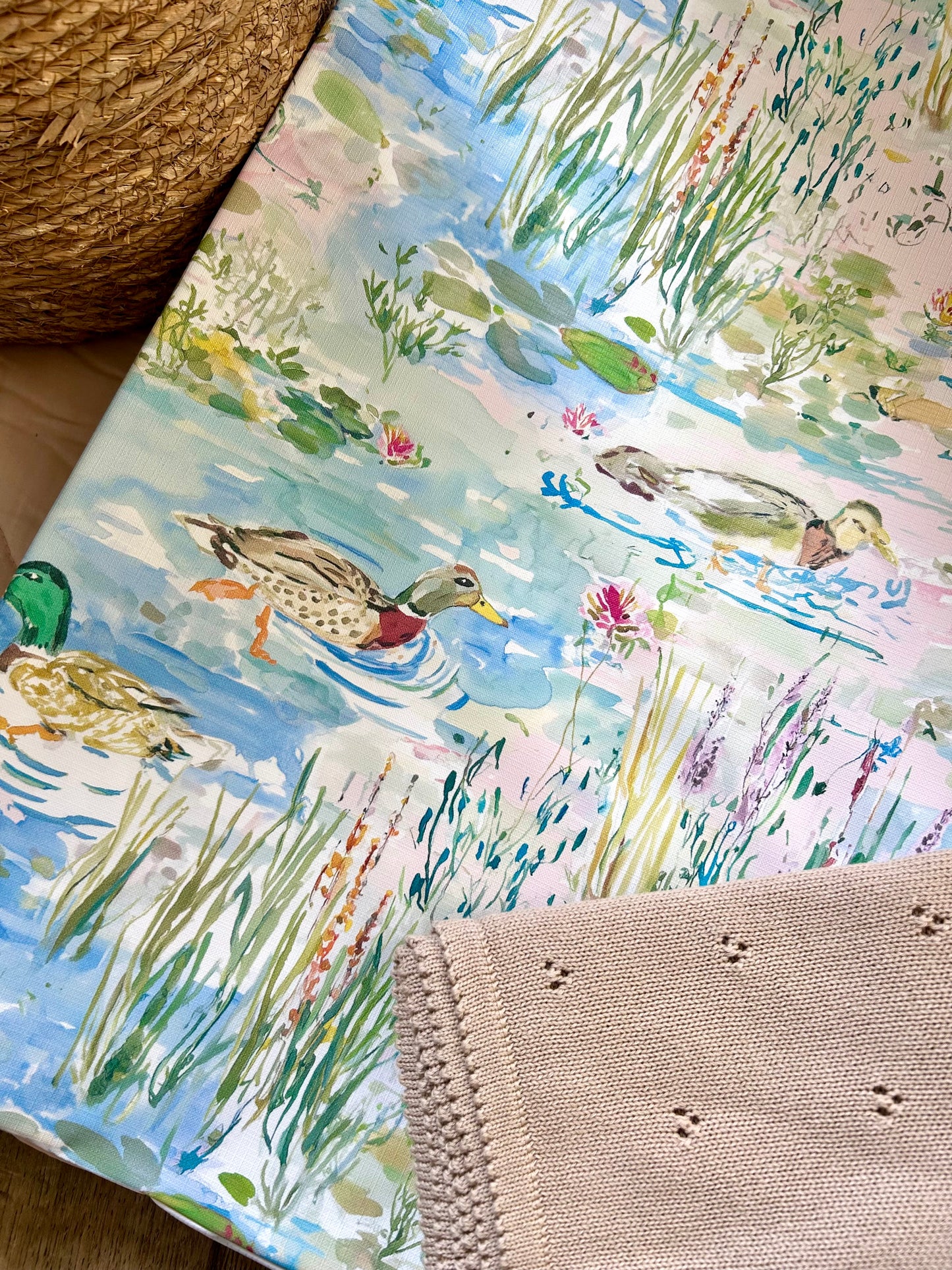 Watercolour Duck Pond Anti - Roll Wedge Changing mat - PRE ORDER
