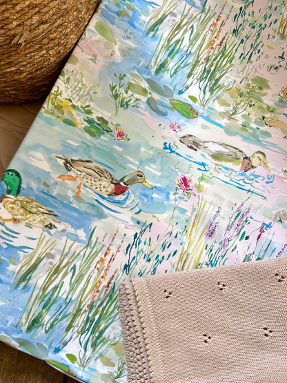 Watercolour Duck Pond Anti - Roll Wedge Changing mat - PRE ORDER