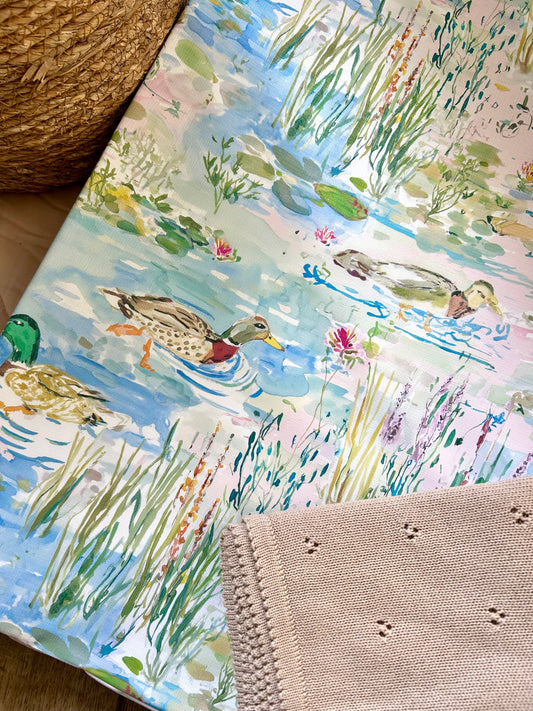 Watercolour Duck Pond Anti - Roll Wedge Changing mat - PRE ORDER