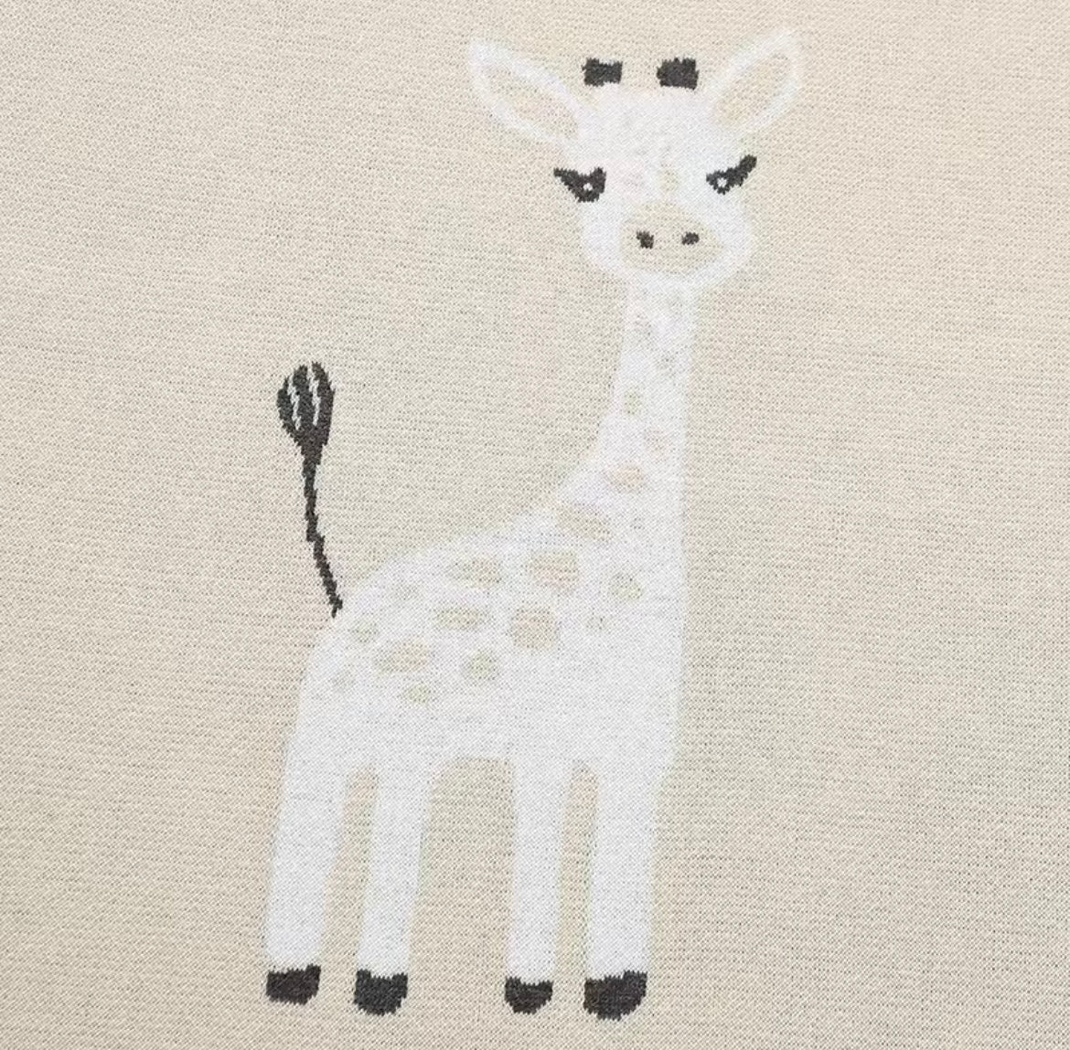 Cotton Knit Giraffe Baby Blanket - Cream