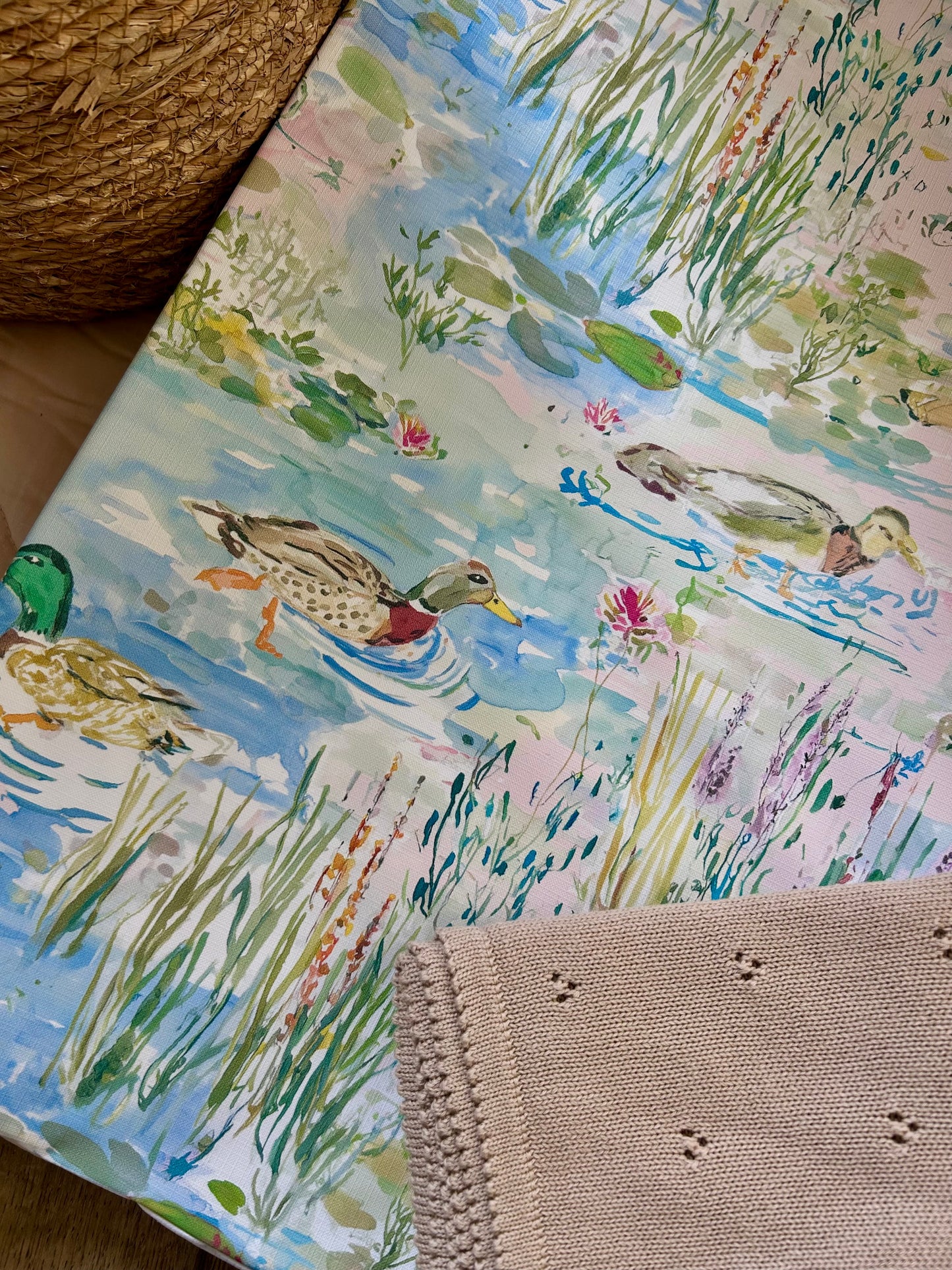 Watercolour Duck Pond Anti - Roll Wedge Changing mat - PRE ORDER
