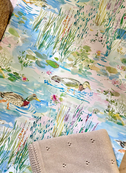 Watercolour Duck Pond Anti - Roll Wedge Changing mat - PRE ORDER