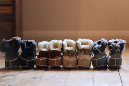 Sheepskin Soft Childrens Fur Booties - Chestnut