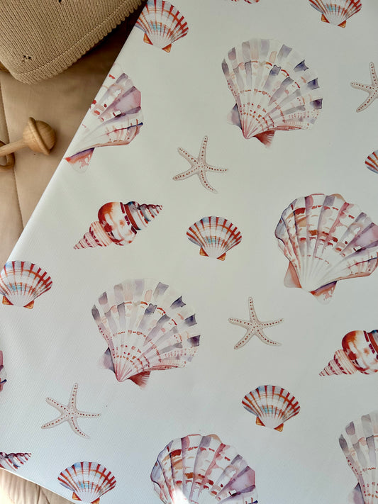 Watercolour Seashells Anti - Roll Wedge Changing Mat