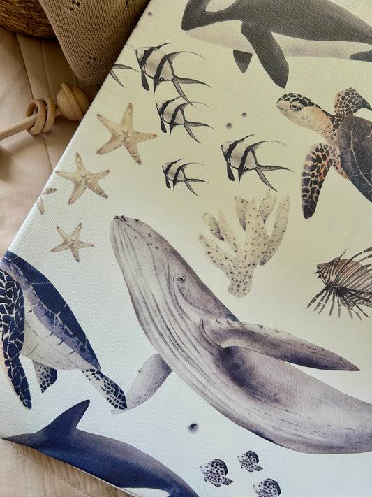 Ocean Animals Watercolour Anti - Roll Wedge Changing mat