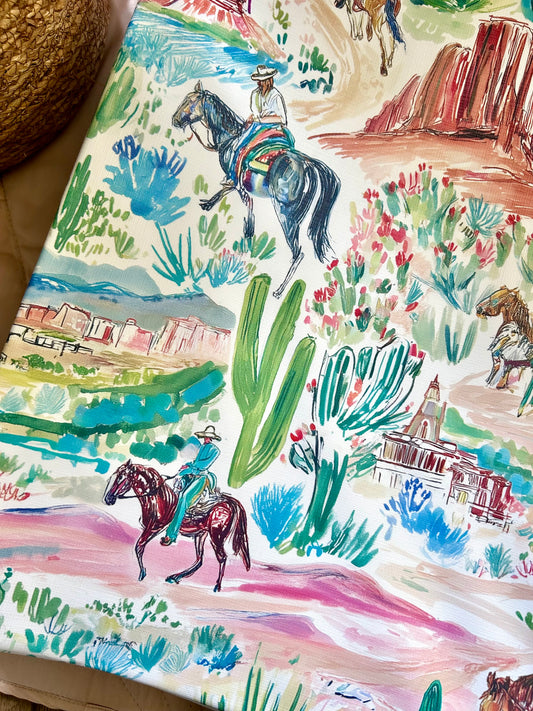Wild West Cowboy Western Watercolour Anti - Roll Wedge Changing Mat