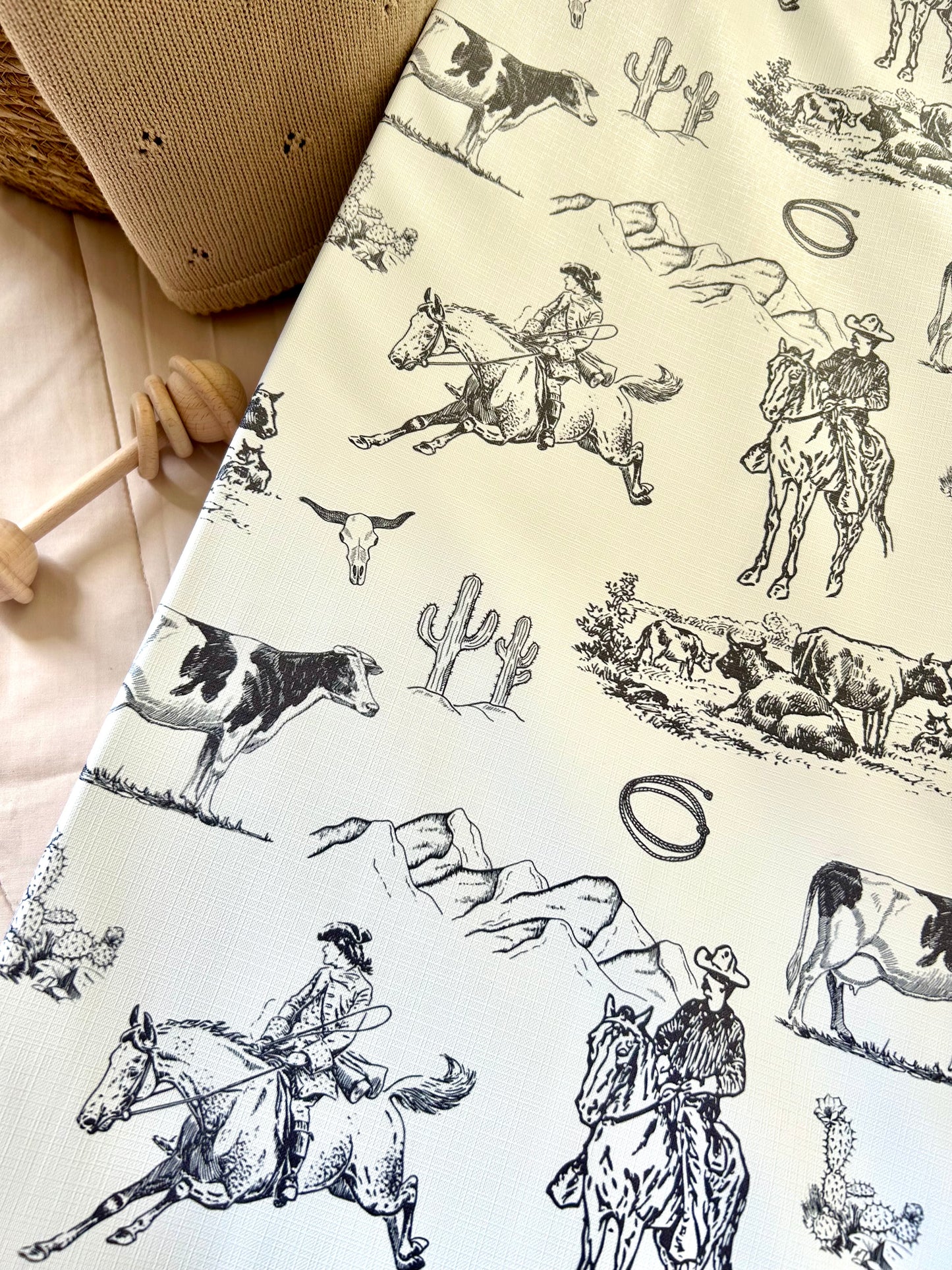 Cowboy Monochrome Anti - Roll Wedge Changing Mat