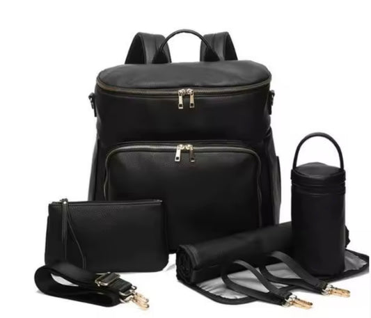 Vegan leather baby changing bag with accessories