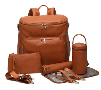 Vegan leather baby changing bag with accessories