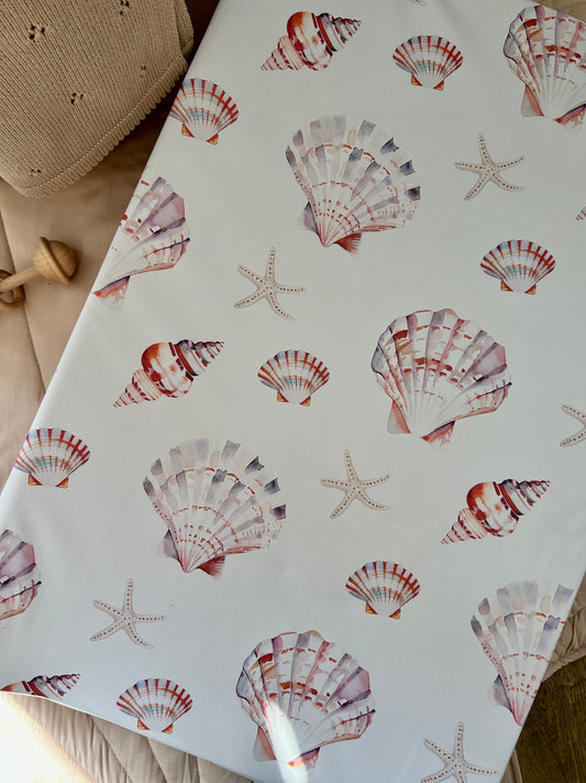 Watercolour Seashells Anti - Roll Wedge Changing Mat