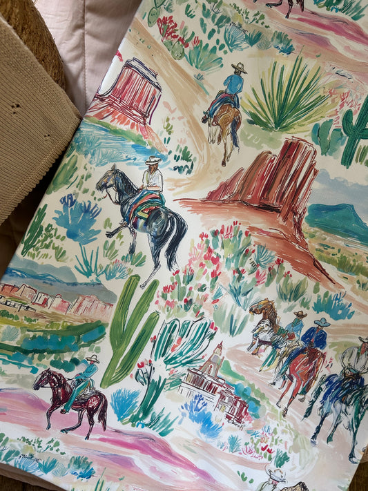 Wild West Cowboy Western Watercolour Anti - Roll Wedge Changing Mat