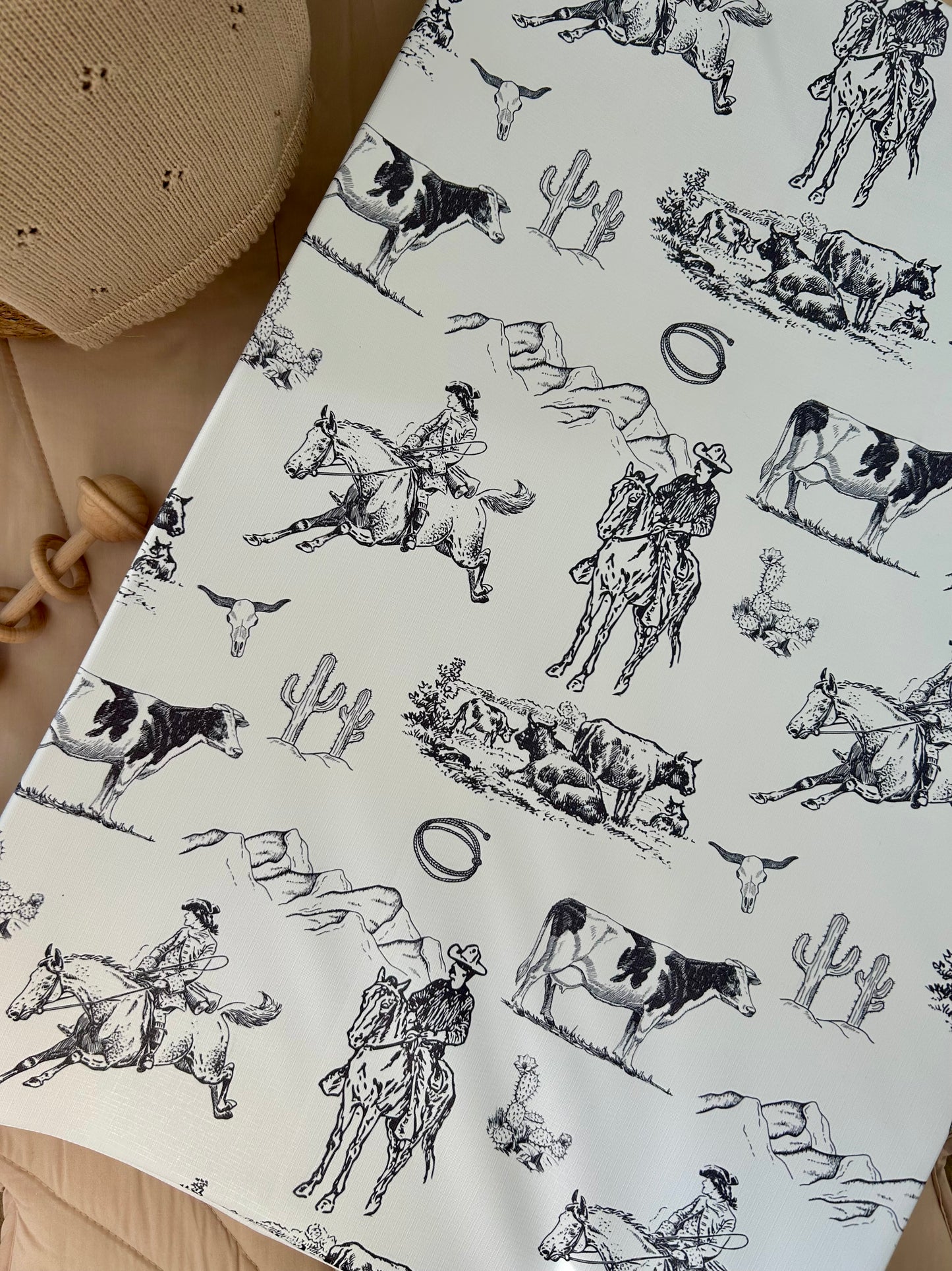 Cowboy Monochrome Anti - Roll Wedge Changing Mat