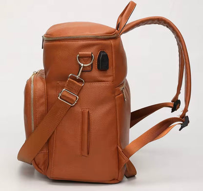 Vegan leather baby changing bag with accessories